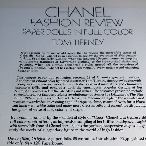 Chanel Fashion Review Paper Dolls in Full Color by Tom Tierney. 1986. Ultra Rare - Picture 14 of 17